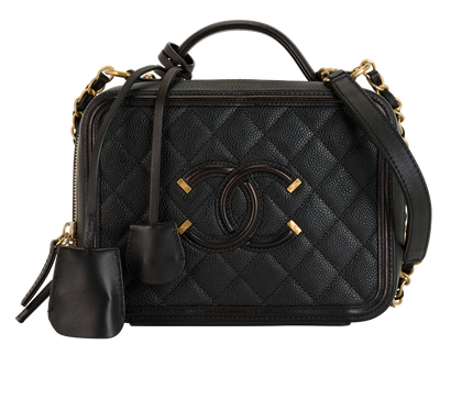 Filigree Vanity Case, &pound;2,500, Handbags, Black, Caviar Leather, Front view